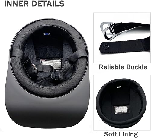 Miniatura 2 de Casco de béisbol vintage para motocicleta, media gorra con gafas para hombres y mujeres adultos, ciclomotor, moto, moto, moto, moto, Street Cruiser