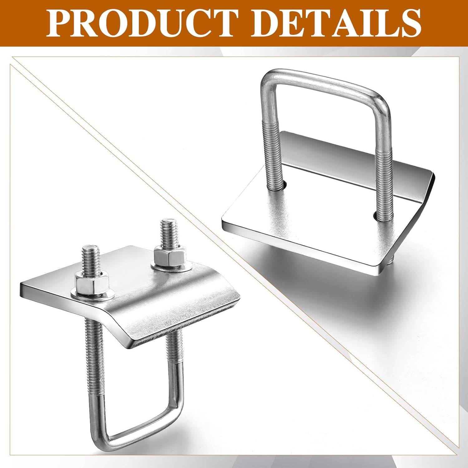 MorningRo 8 Pack U-Bolt Beam Clamp Channel to Beam Strut Clamp with Square U-Bolt and Nuts, for 13/16" - 1-5/8" Channel, Galvanized Steel