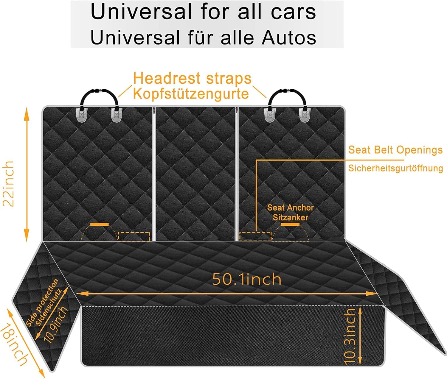 Funda para Asiento de Coche para Dacia Duster II (AB 2017), Funda Perros Coche Cubierta de Asiento para Mascota Protector Completo Asiento Trasero