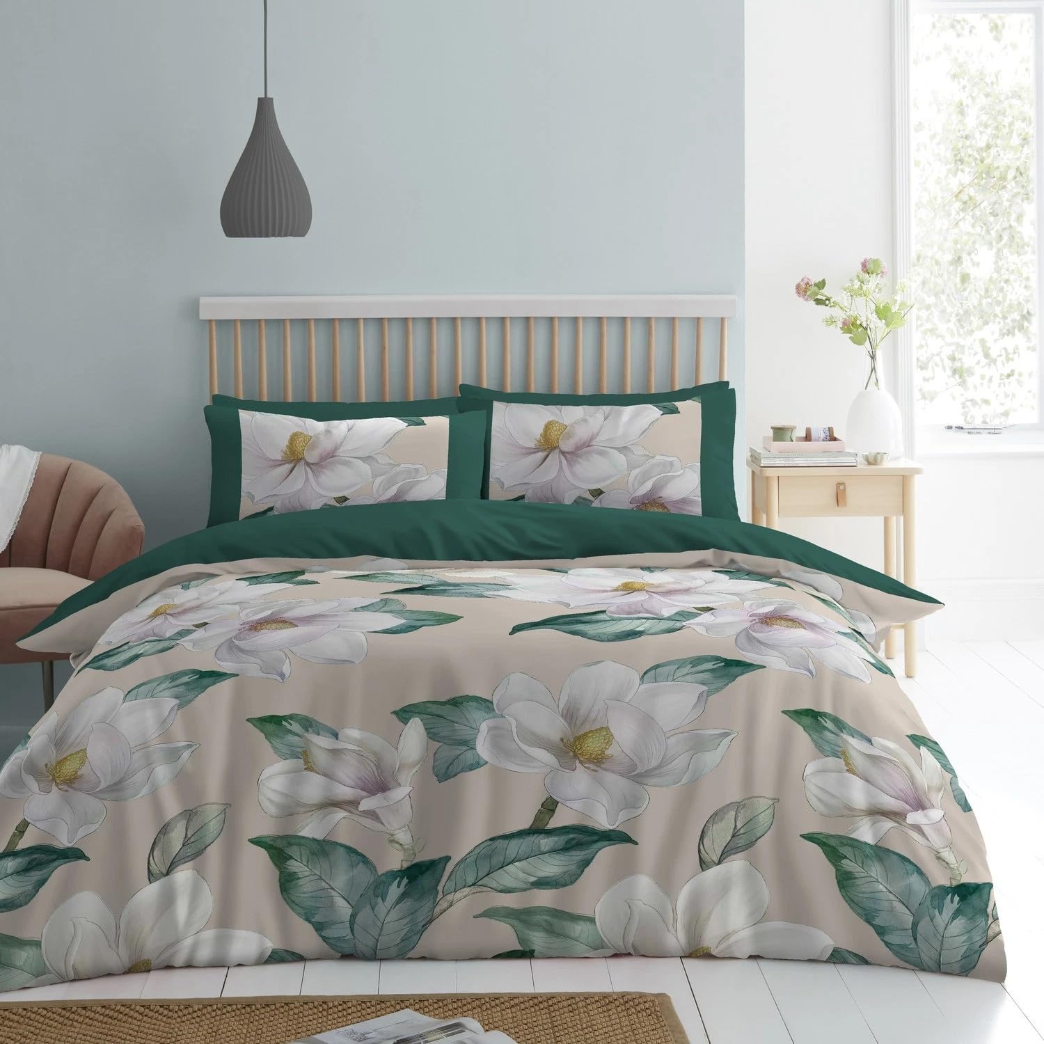 GC GAVENO CAVAILIA Microfiber Kingsize Duvet Cover Sets | Floral Bedding Sets King Size, Reversible Plain Quilt Cover Bed Set | Hypoallergenic Duvet Cover With Pillowcases | (230x220 Cm), Natural