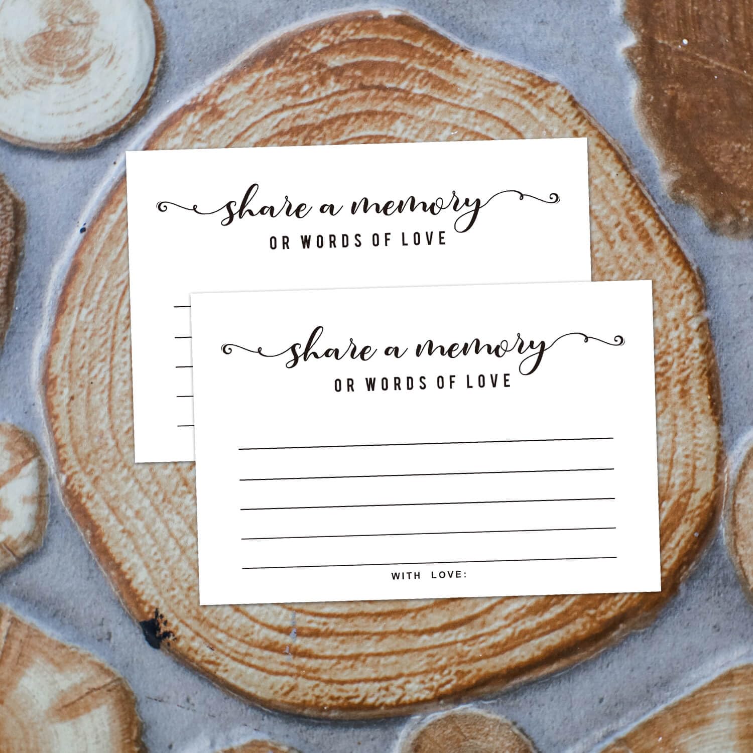 50 Share a Memory Cards, Memory or Words of Love Card, Celebration of Life Memory Cards for a Wedding, Shower, Birthday, Funeral, Retirement, Graduation, Life Memories, or Guest Book Alternative.