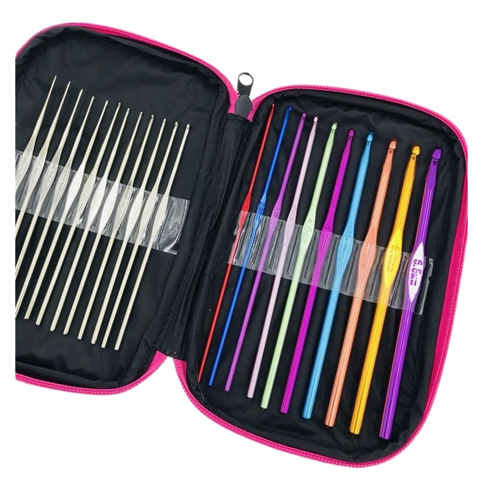 Juego De Agujas De Ganchillo Manual DIY Gancho Lana Color Aluminio Kit de Ganchillo Traje 22 Metal 100 Piezas Conjunto Rojo Bordado