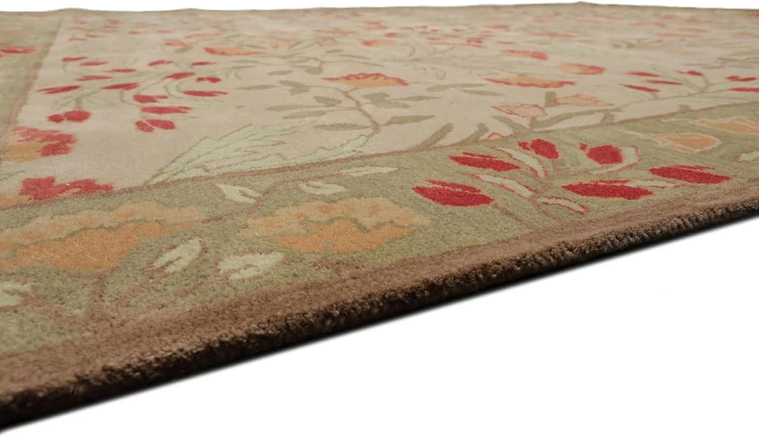 Handcrafted Floral Area Rug Adeline, Hand Tufted Wool with Cotton Backing, Multi Color Botanical Pattern, PB Rugs for Indoor Renovation and Restoration Quick Delivery (8x10 Ft)