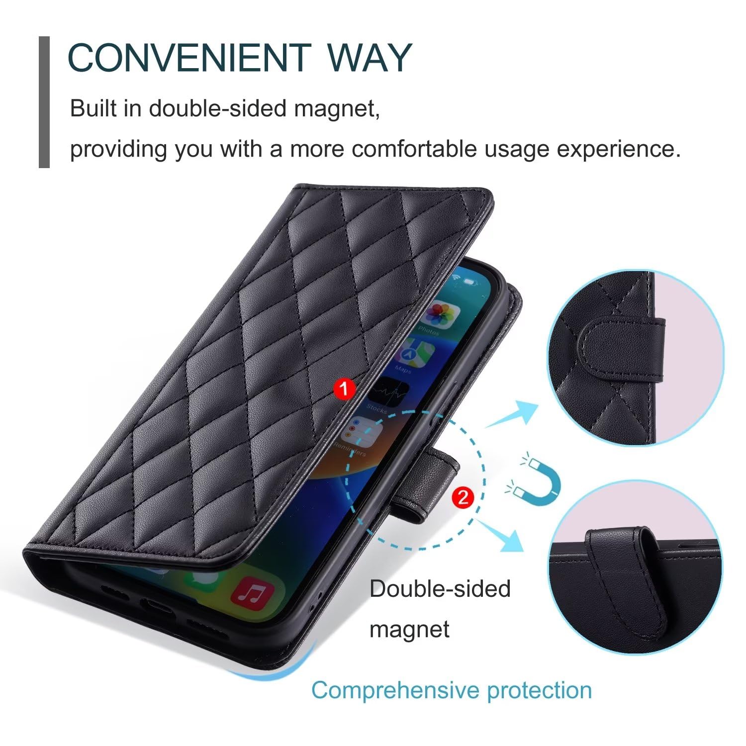 Cover per Xiaomi Redmi Note 13 Pro 4G / Poco M6 Pro 4G Case PU Pelle Custodia [Kickstand] [Chiusura magnetica] [Slot per Schede], Portafoglio Flip Custodia per Redmi Note 13 Pro 4G,Dente