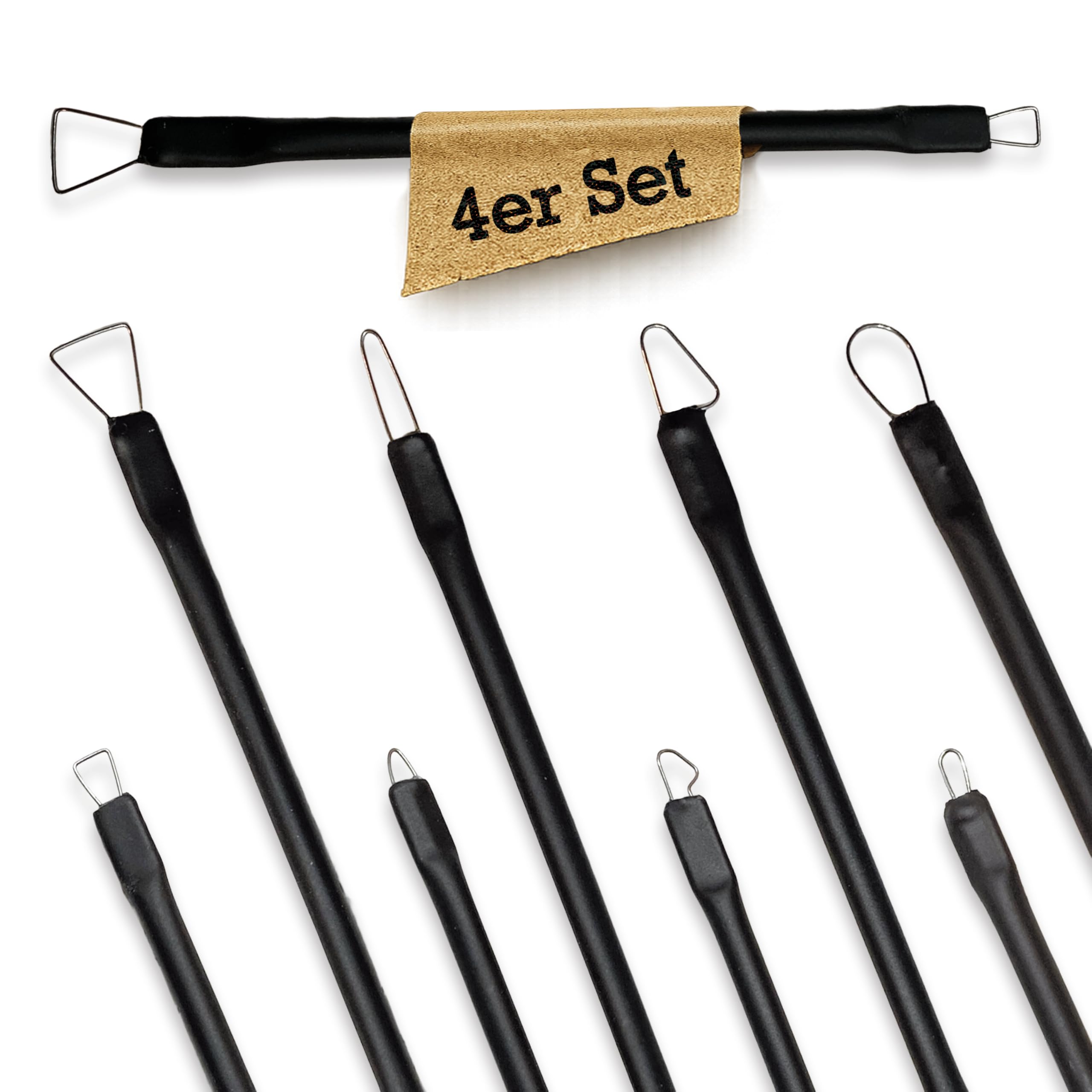 DOI-FX Mikro Modellierschlaufen 4er Set – Loop Sculpting Tools aus 0,5mm Federstahl – Handgefertigt in Deutschland – Profi Modellier Werkzeug für Ton, Keramik, Wachs, Polymer Clay & SFX Maskenbildner
