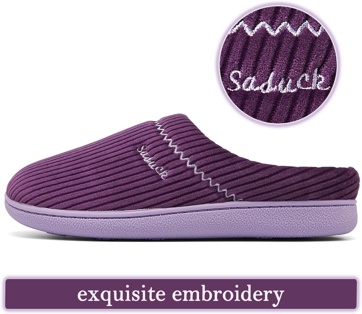 House Slippers for Women with Arch Support | Memory Foam Non-Slip, Two Tone Embroidered Soft Home Slippers, All Season Comfort - Image 5