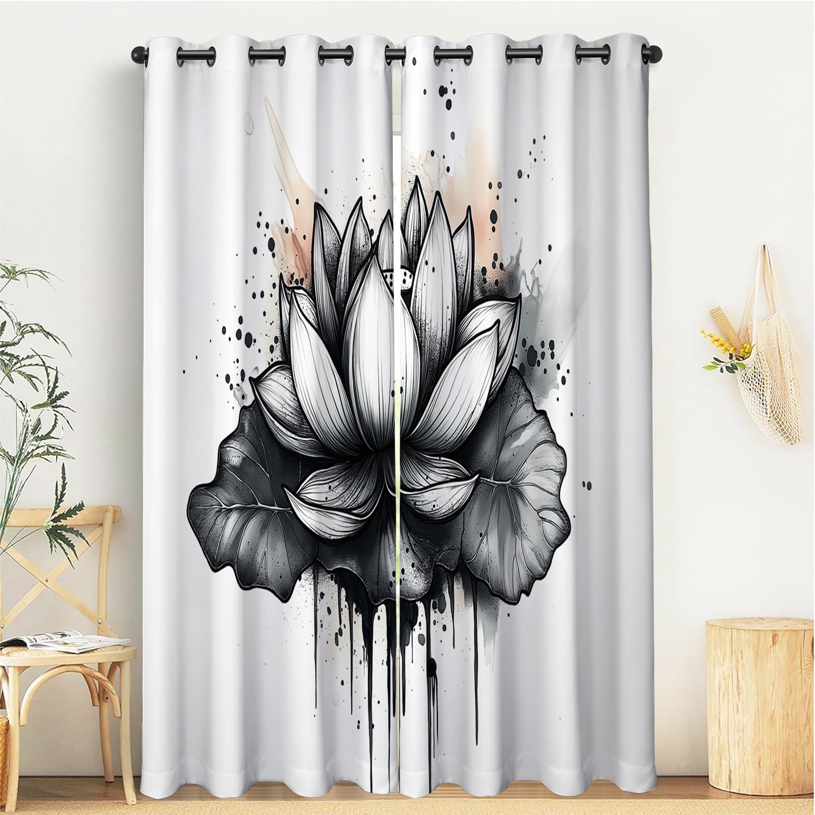 Rideaux et draperies intérieurs à oeillets design plantes élégantes