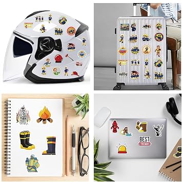 Fireman Stickers 2 x 50 Pieces Cartoon Fireman Sticker Set