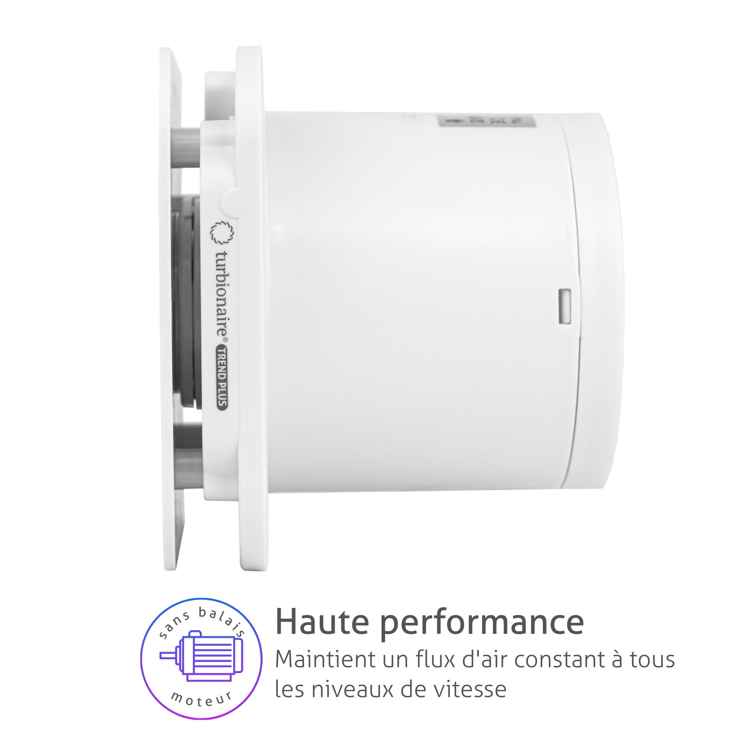 Turbionaire Trend Plus 100 mm Ventilateur, Extracteur de Salle de Bain, Télécommande, 7 Vitesses + Boost, Minuteur, 22dB, Max. 5.7 W, Multifonction, Garantie 3 Ans, Contre l'Humidité et la Moisissure