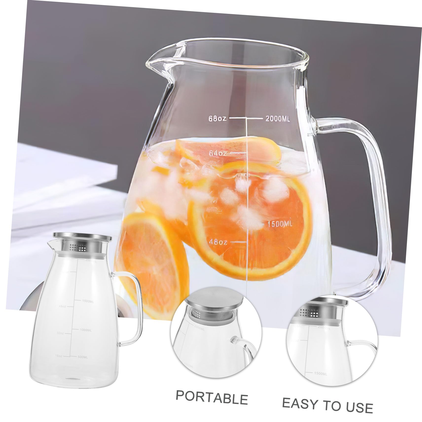 Ipetboom Jarra de Agua de Gran Capacidad Jarra de Vidrio Puerta del Refrigerador para Infusiones de Té Helado Dispensador de Agua para Fiestas