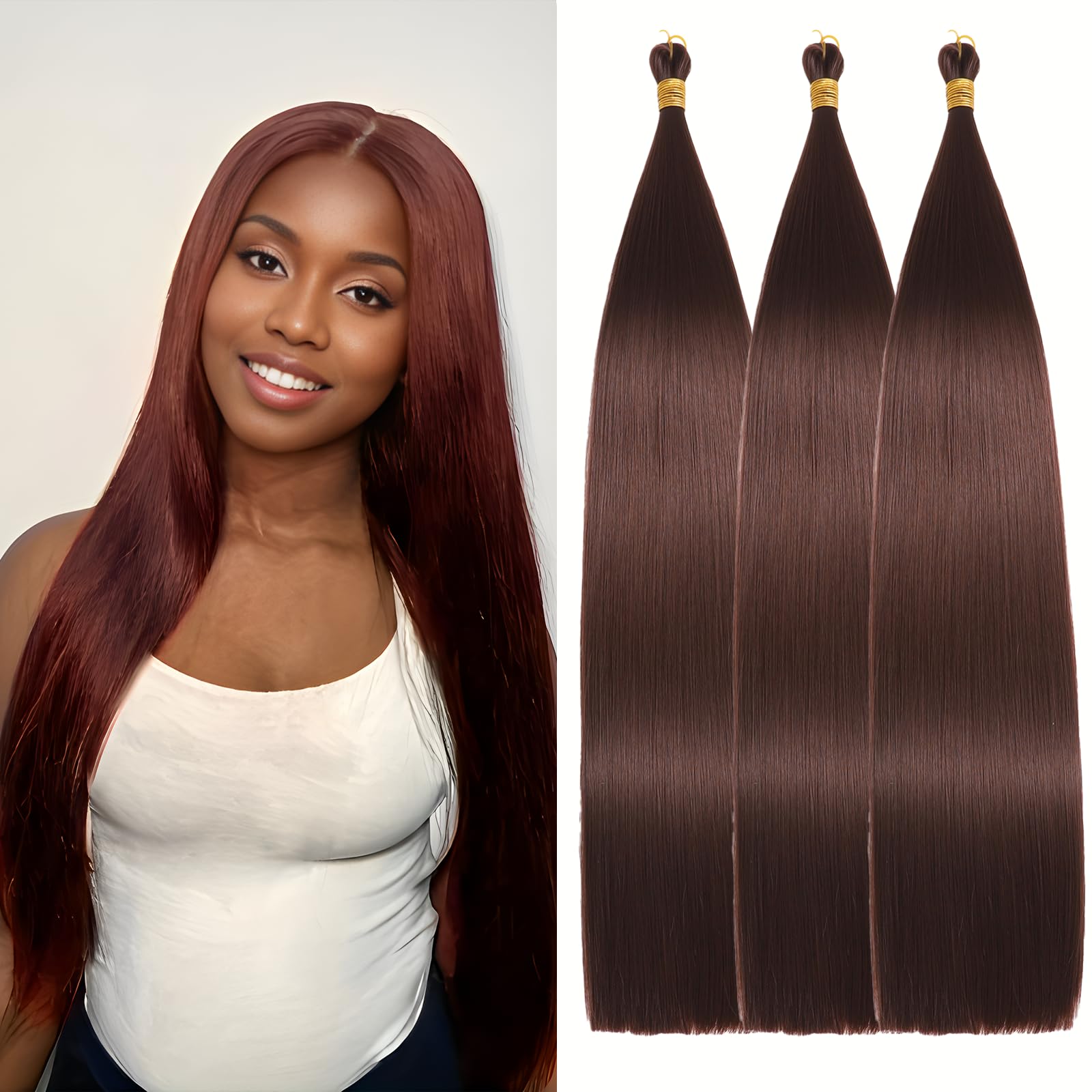 Locescsoc 28 Inch Straight Hair Extensions 150g 3 Packs Bone Straight Braiding Hair