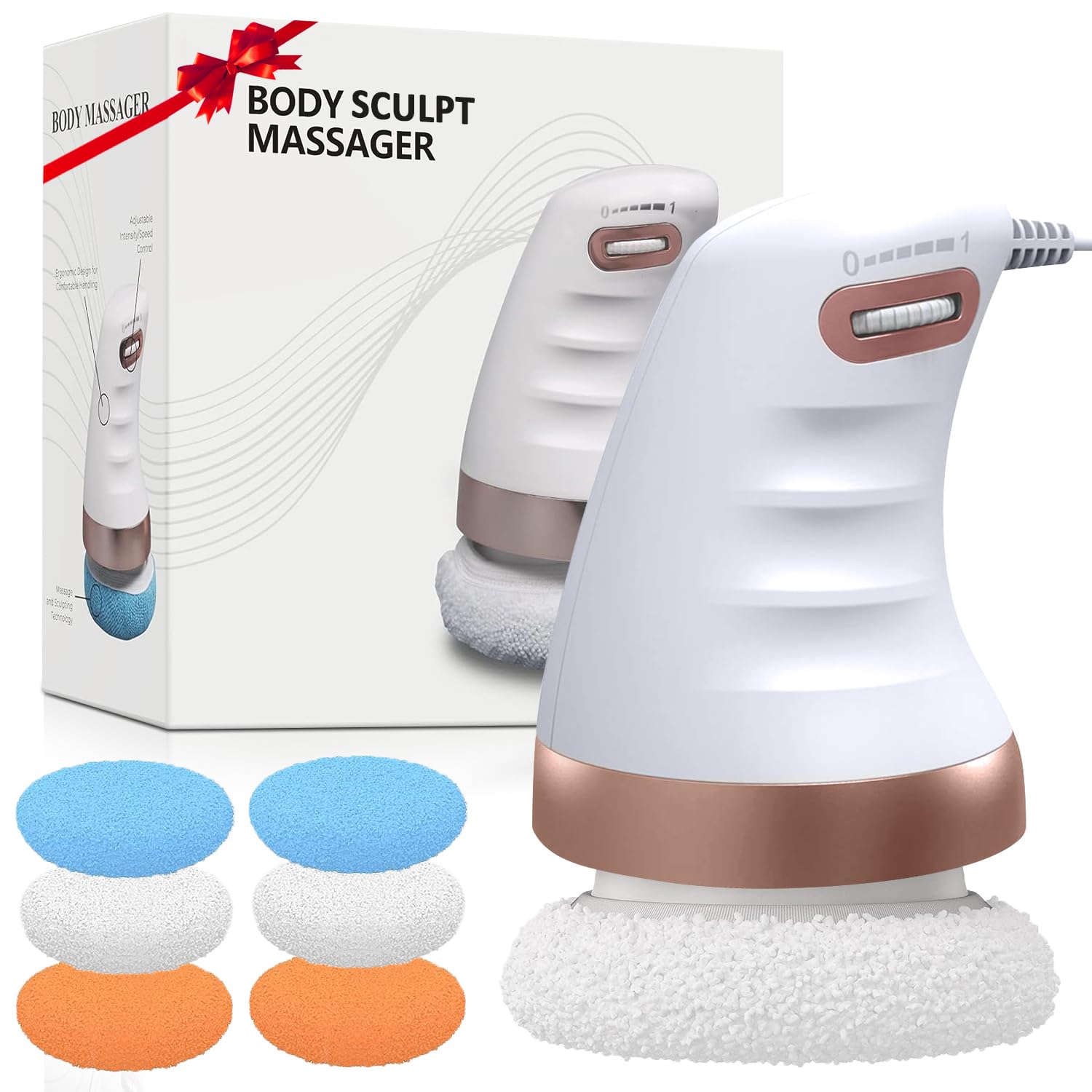 Electric Back Massager - Cellulite Body Sculpting Machine, Cellulite Remover - Belly Waist Butt Arms Legs Back Sculpting Machine - 6 Skin Friendly Washable Pads - Sculpting Massager Gift for Women Men