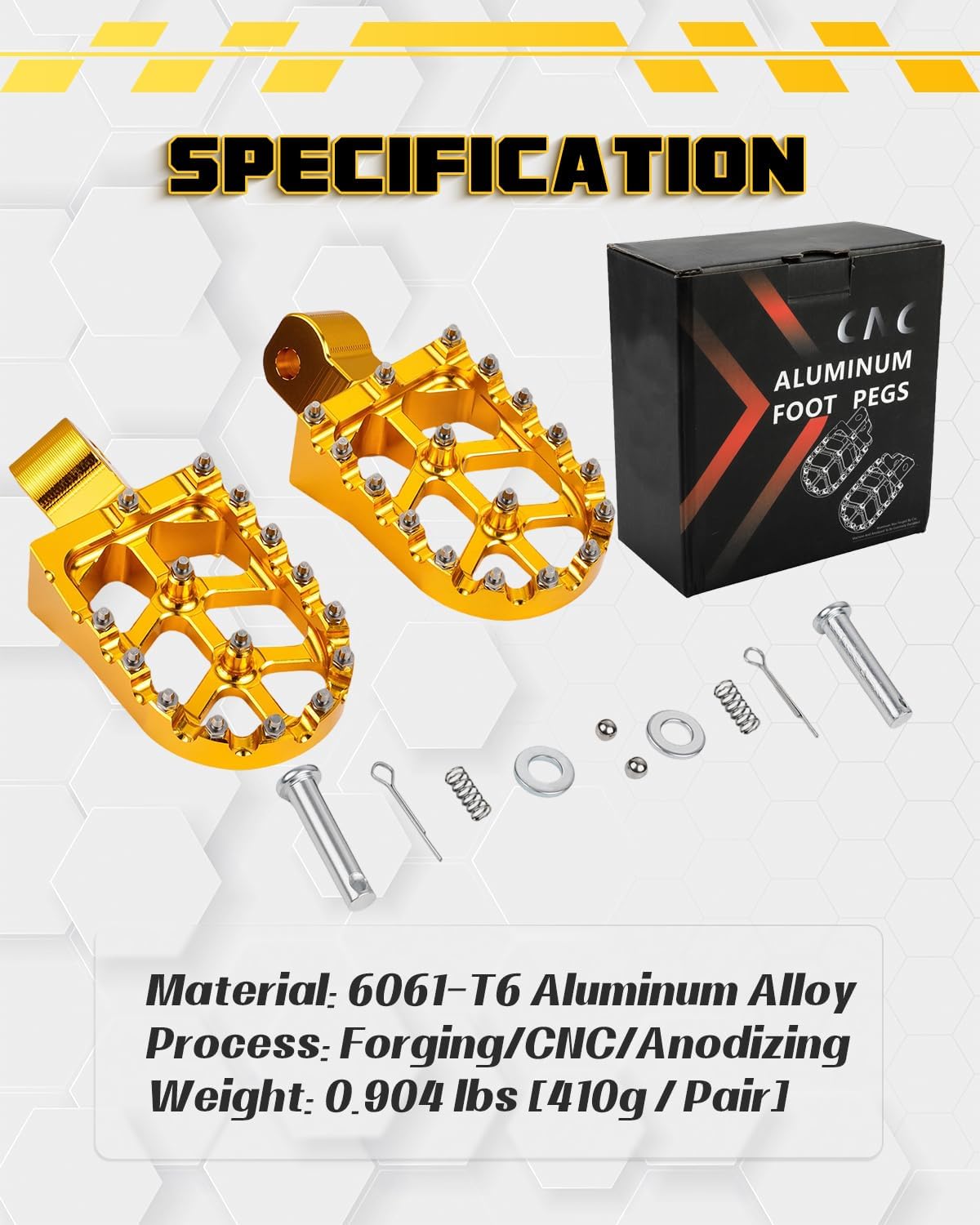 E Dirt Bike Foot Pegs Pedal for MX350/500/650, 6061-T6 Aluminum Footpegs Rest for SX500 Electric Dirt Rocket, GILD GOLD