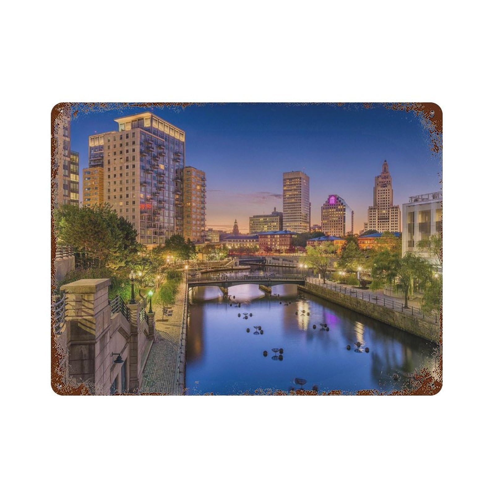 xiaoxiaoshen Real Photo Providence Decor Rhode Island Wall Decor Art Metal Tin Poster Modern Home Decor Art Home Bar Shop Decorations Vintage Sign 30x40cm