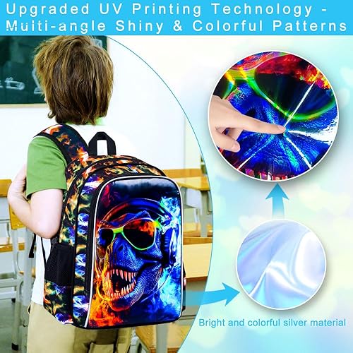 Miniatura 7 de Mochila de 3 piezas para niños, 17 pulgadas con lonchera, mochilas escolares para primaria preescolar jardín de infantes