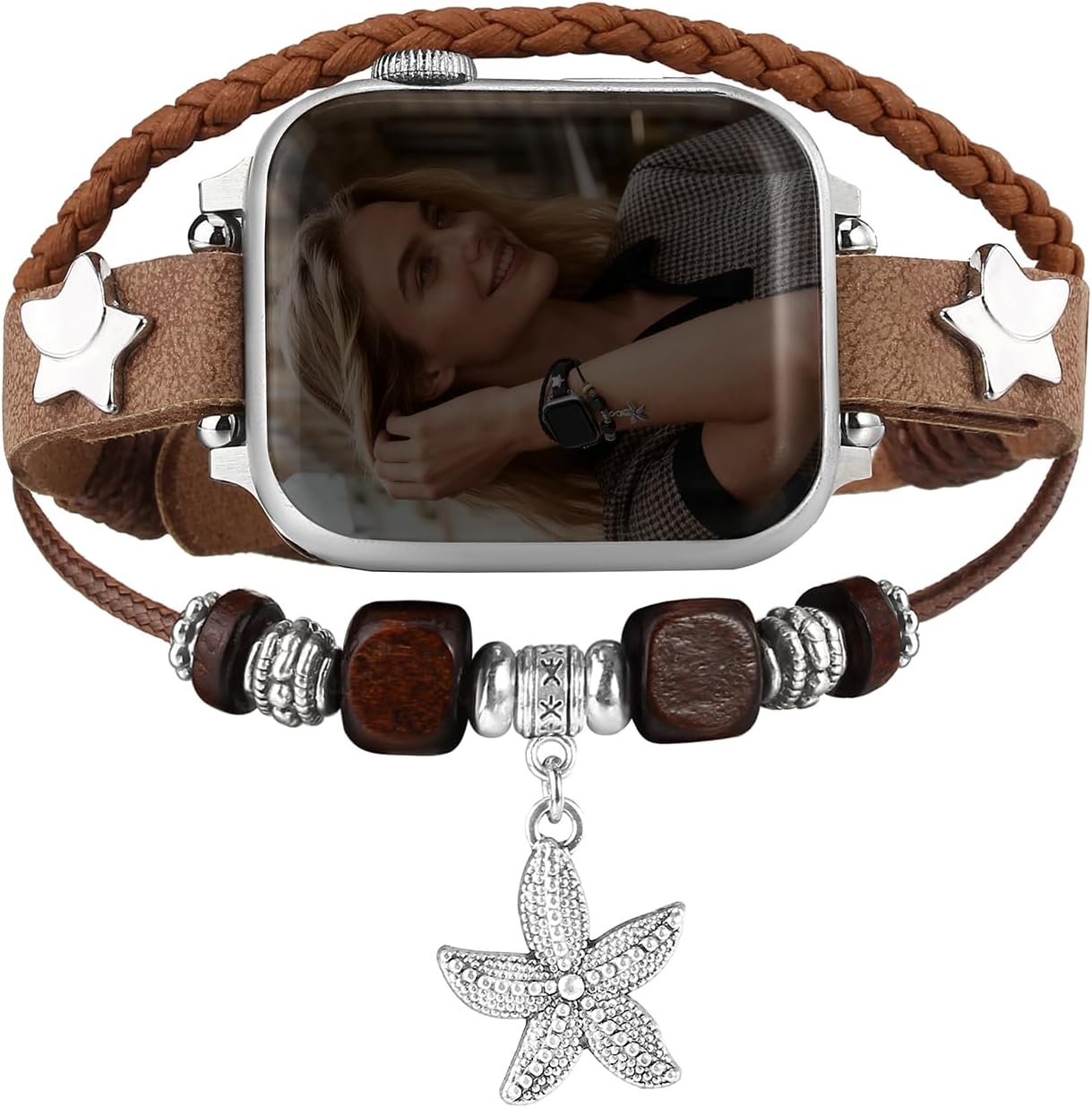 Boho Bracelet Compatible with Apple Watch Band 38mm 40mm 41mm 42mm 44mm 45mm 46mm 49mm Women Men, Handmade Jewelry Multilayer Wrap Leather Strap for iWatch Band SE 3 Ultra 2 3 Series 11 10 9 8 7 6 5 4 3 2 1