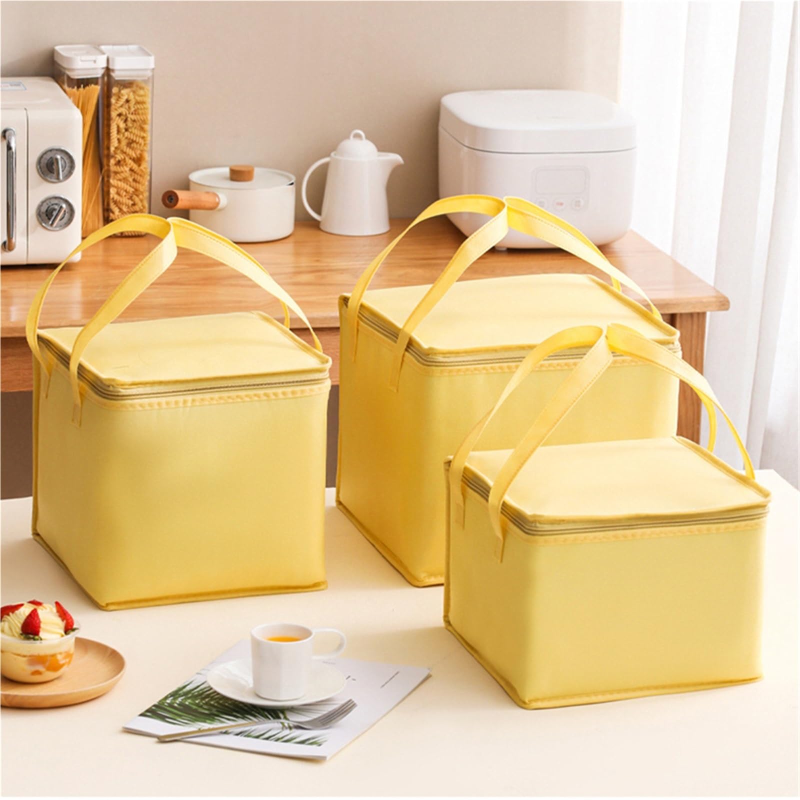 Bolsa de almuerzo algodón for pastel, bolsa aislante, transporte, cajas almacenamiento más frescas, bolsas, contenedor térmico comida for Picnic