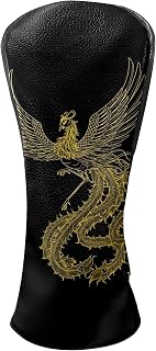 Golf Head Covers Premium PU Leather Phoenix Golf Club Head Covers Suitable for All Club Brands, Waterproof Golf Club Head Covers