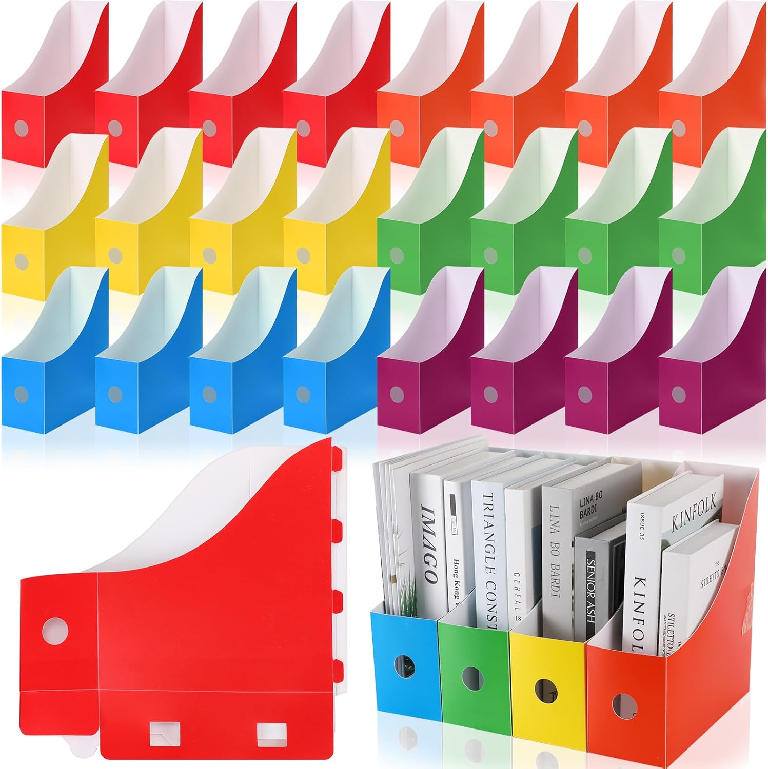 Harloon 24 Pcs Plastic Magazine File Holder Desk Storage