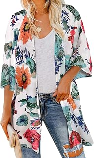 Kimono for Women Summer Cardigans Open Front Swimsuit Cover Up Hawaiian ...