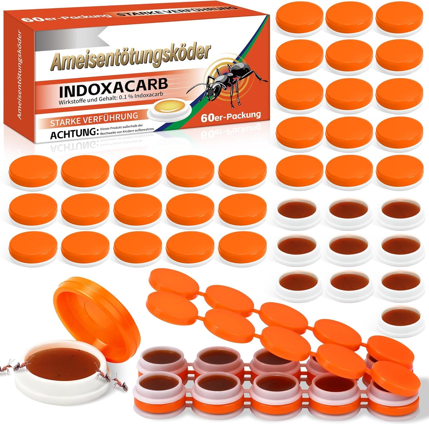 60 Pack Ant Bait Stations Indoor & Outdoor Use, Mess-Free Ant Traps for Home Kitchen Garden