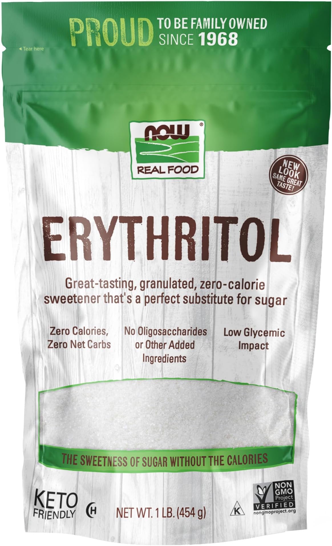Erythritol, Great-Tasting Sugar Replacement, Zero Calories, Low Glycemic Impact, Kosher, 1-Pound (Packaging May Vary)
