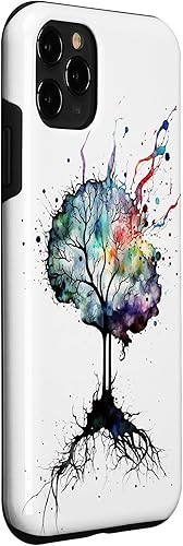 Vista 78 de iPhone 13 Pro Max Watercolor Brain Art, funda de neuronas