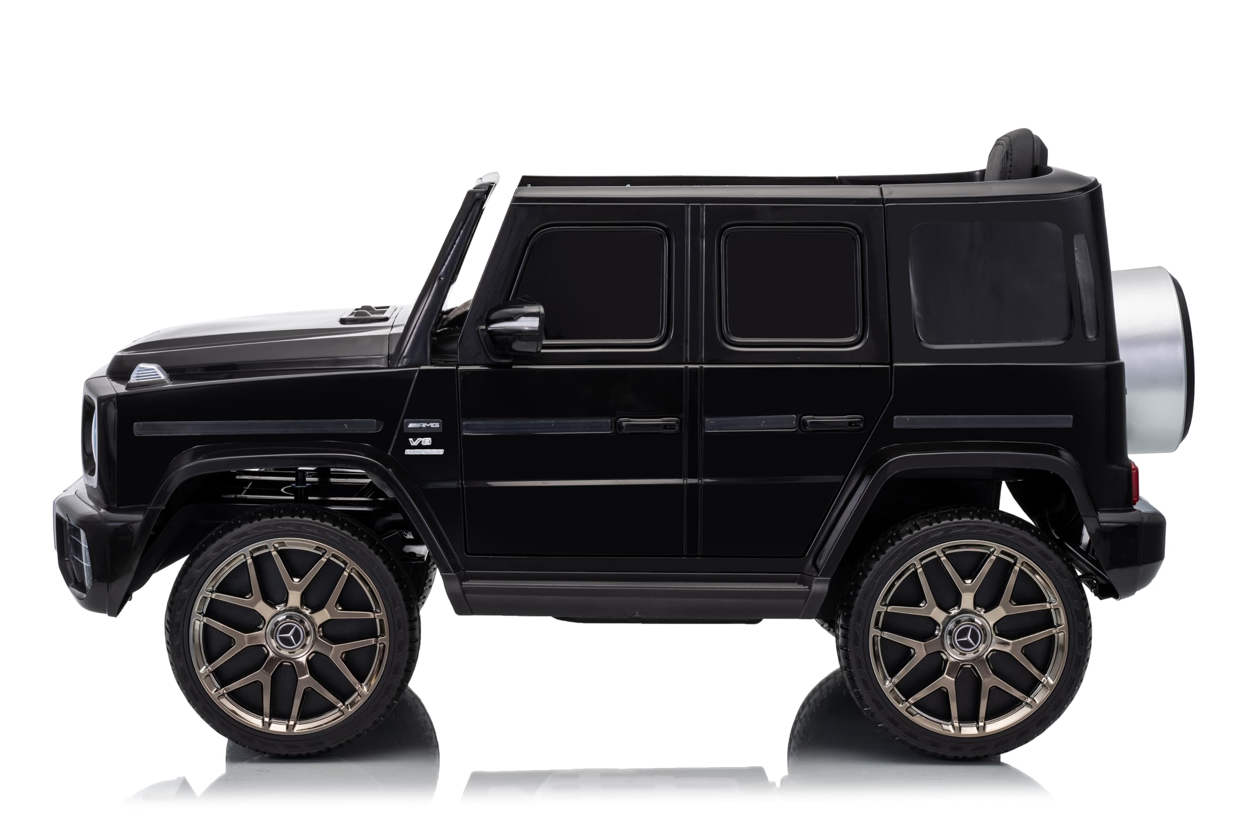 FINOOS Mercedes G63 AMG auto elettrica per bambini con telecomando, sedile in pelle, nero