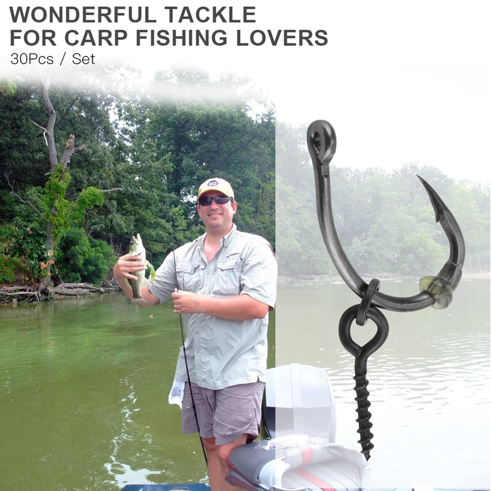 Carp Fishing Ronnie Rig Hook Bait Set, Fishing Hooks, Carp Fishing Accessory, Easy Connection with Hooks - Image 3
