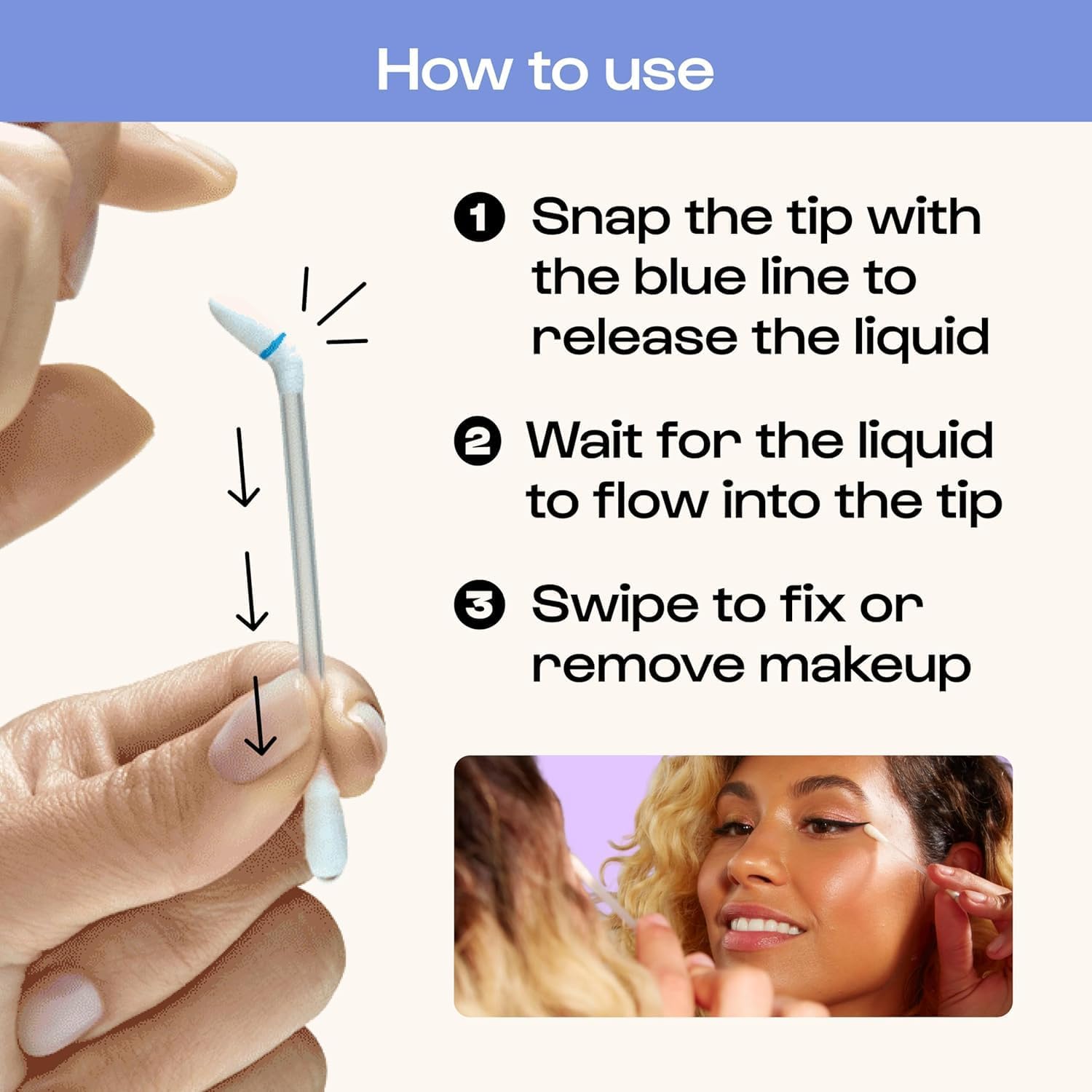  Tip Off Liquid Filled Makeup Removing Swabs, 24 Count, 3 Pack | Aloe Vera-Infused Cotton Tips For Eye, Lip, Eyebrow and Eyeshadow, Makeup Remover Swabs, Easy To Use, Gentle on Skin thumbnail