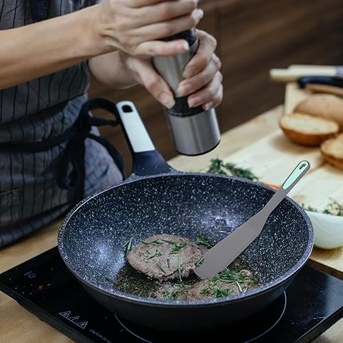 Miniatura 9 de Hemoton Juego de espátulas de goma de silicona antiadherente, espátula, espátula ranurada, espátula para tortitas, utensilios de cocina para