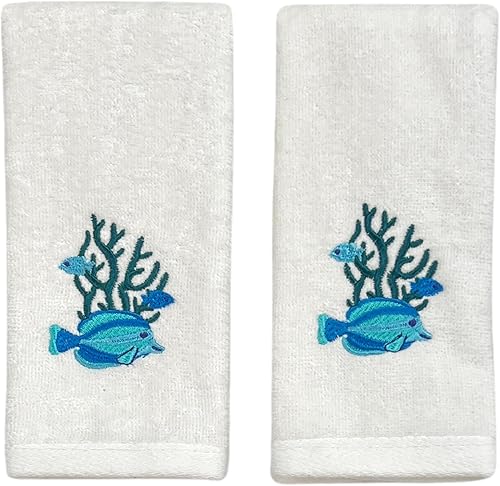 Miniatura 46 de Serafina Home Toallas de baño para dedos con tortugas: toallas de verano náuticas suaves y absorbentes para invitados con decoración de tortuga azul