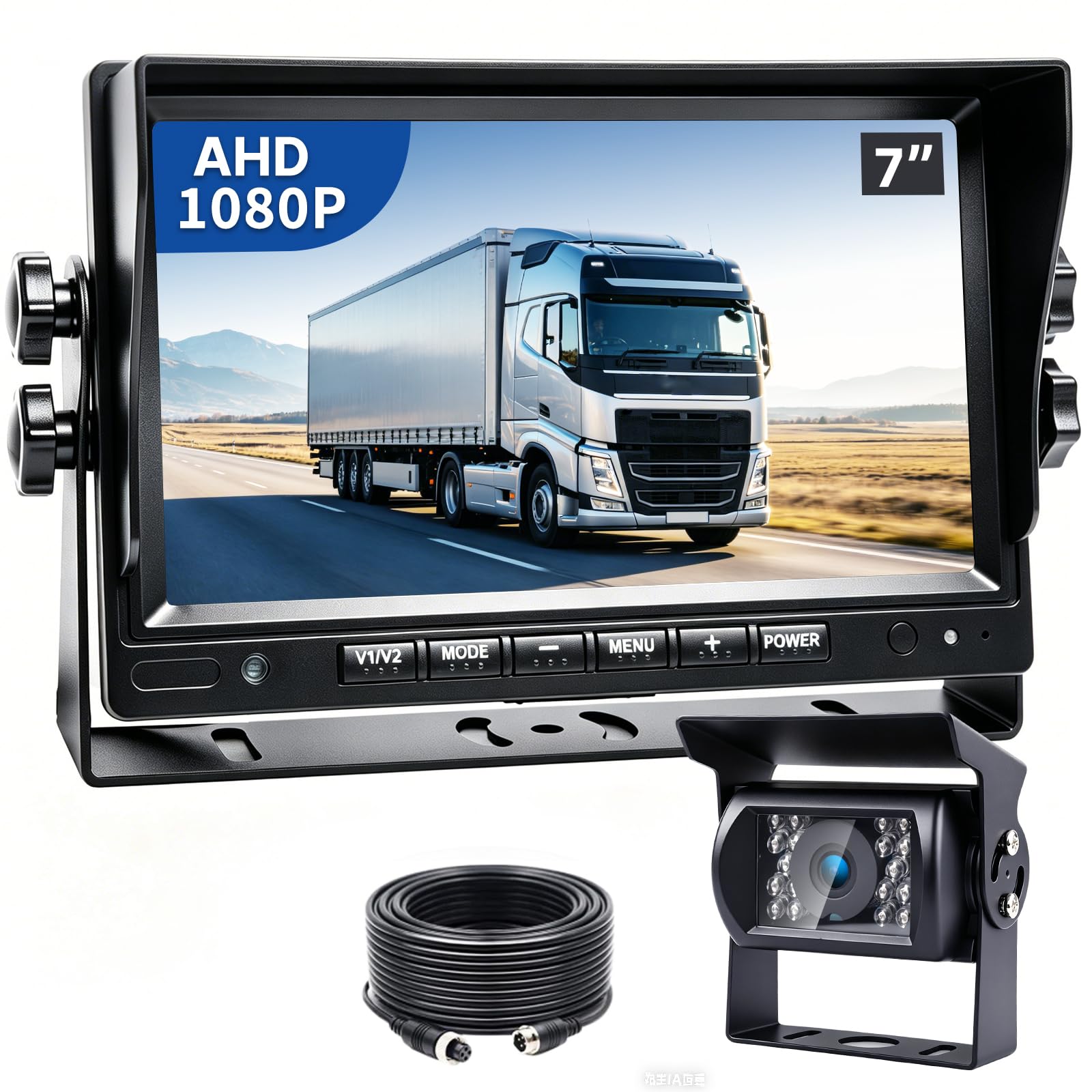 PARKVISION Kit Retromarcia Camion 7", CCD 700TVL, 18 LED IR 15m, 12-24V | IP68 impermeabile, monitor 7 per pollici camion/ rimorchi / autobus