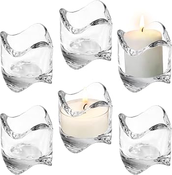 Royal Imports Tea Lights Votive Candles Holders Set of 6, 2 in. Glass Candle Cups, Wedding Table Centerpiece, Home Decor, Party, Dinner & More