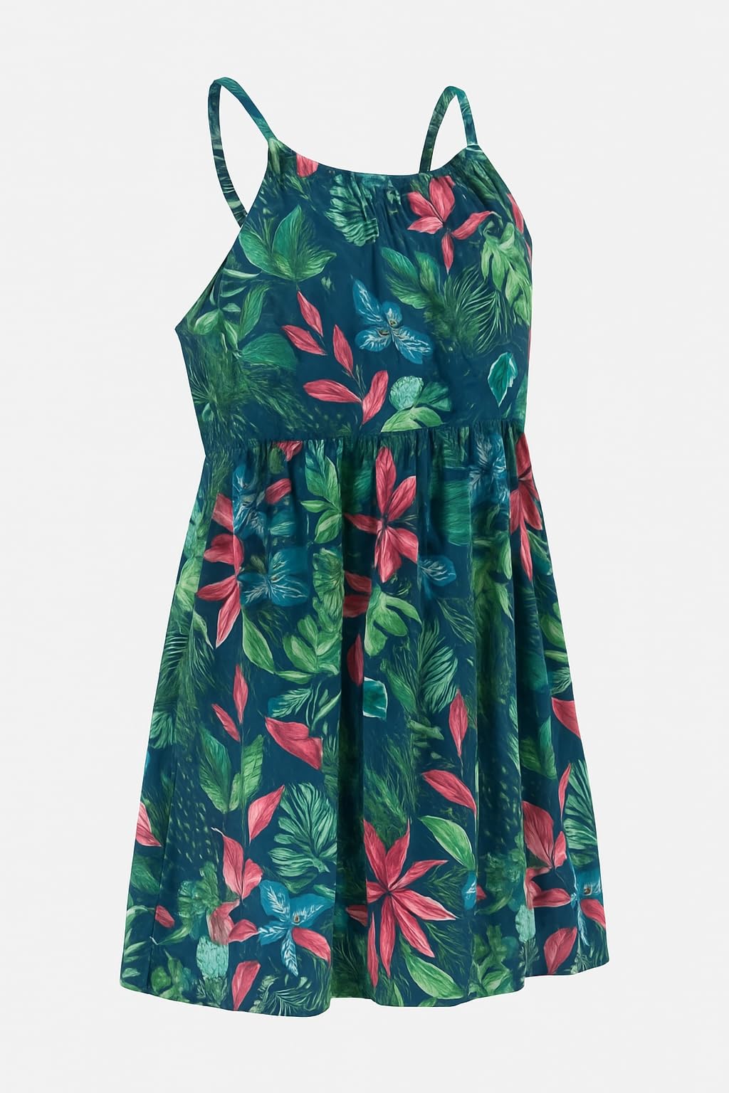 Mayoral Sommerkleid für Mädchen, mit Trägern, tropischer Druck, Blätter und Blumen, lässig, leicht, für Sommer und Meer