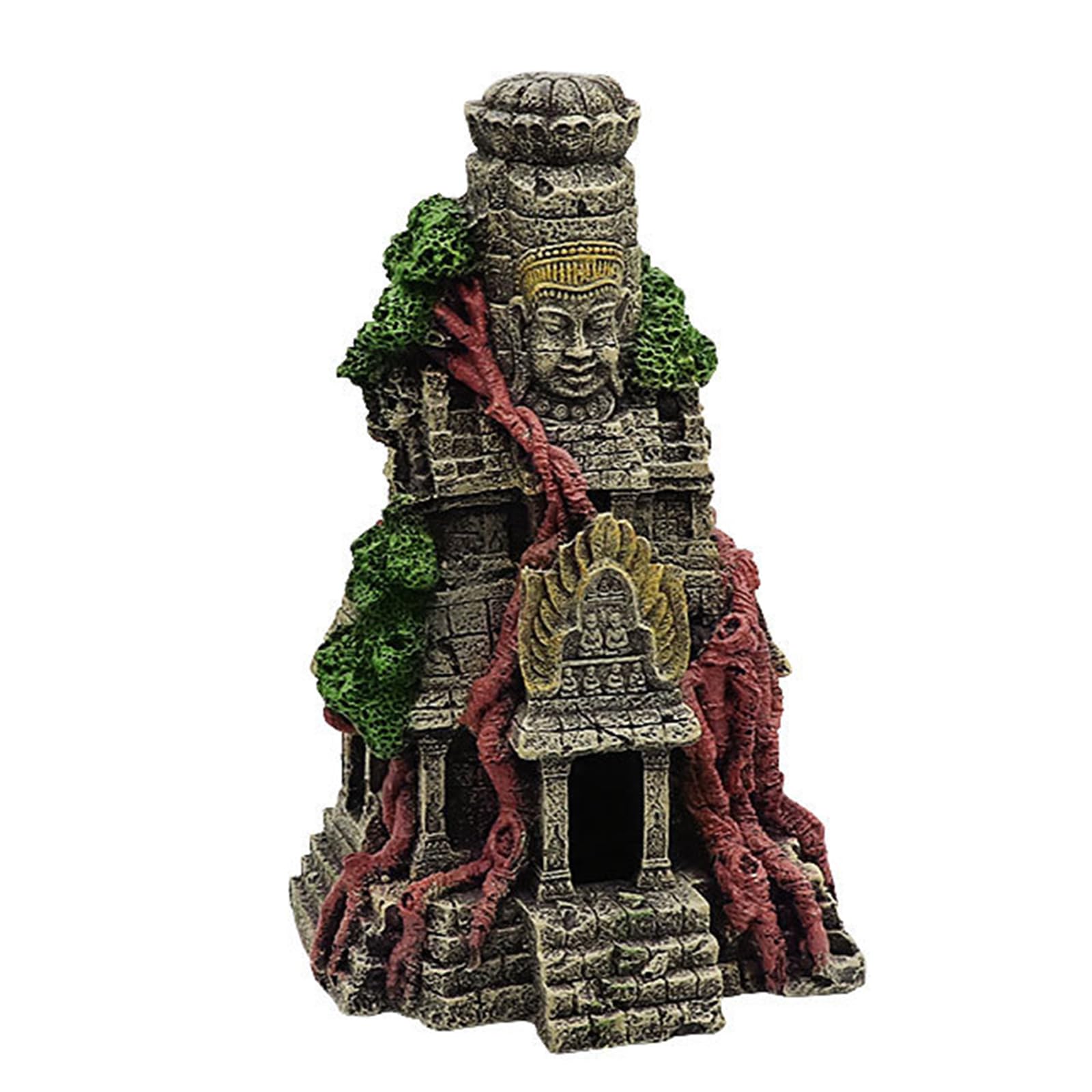 PANGBOER Décoration pour aquarium - Cachette - Temple usé - Statue en résine - Ornement en forme de rocher - Paysage - Pour escargots