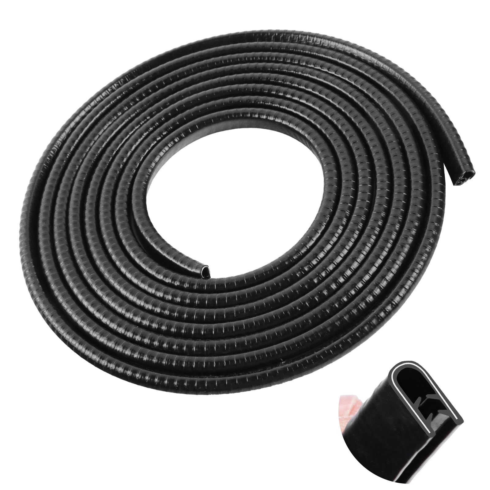 Protectores de Borde de Puerta de Coche 10M U Forma Coche Puerta Sello Protección de Borde Anti ChoquesApto para Coches, Camiones, SUV, ATV, UTV (Negro) (Negro, 10M)