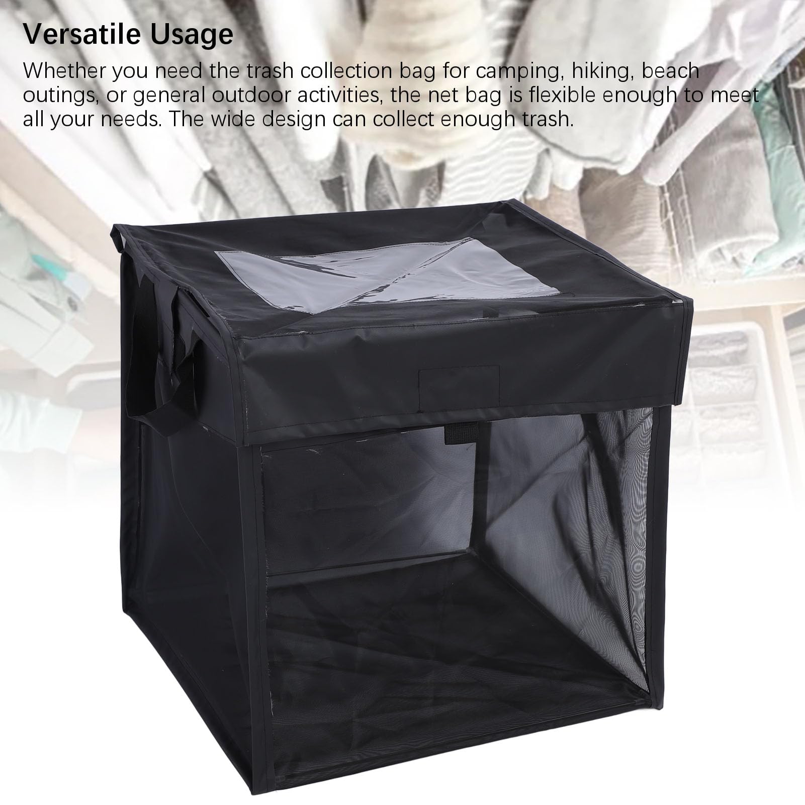 Sac à déchets d'extérieur en maille, sac poubelle pliable, stockage des déchets polyvalent, poubelles portables polyvalentes pour le camping, la randonnée, la plage