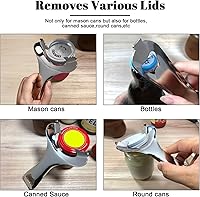 Vista 6 de Abridor de Frascos Mason Sin Abolladuras o Daños en la Tapa Abridor de Frascos Multifuncional Giro Fácil Manual Removedor Superior Abrebotellas