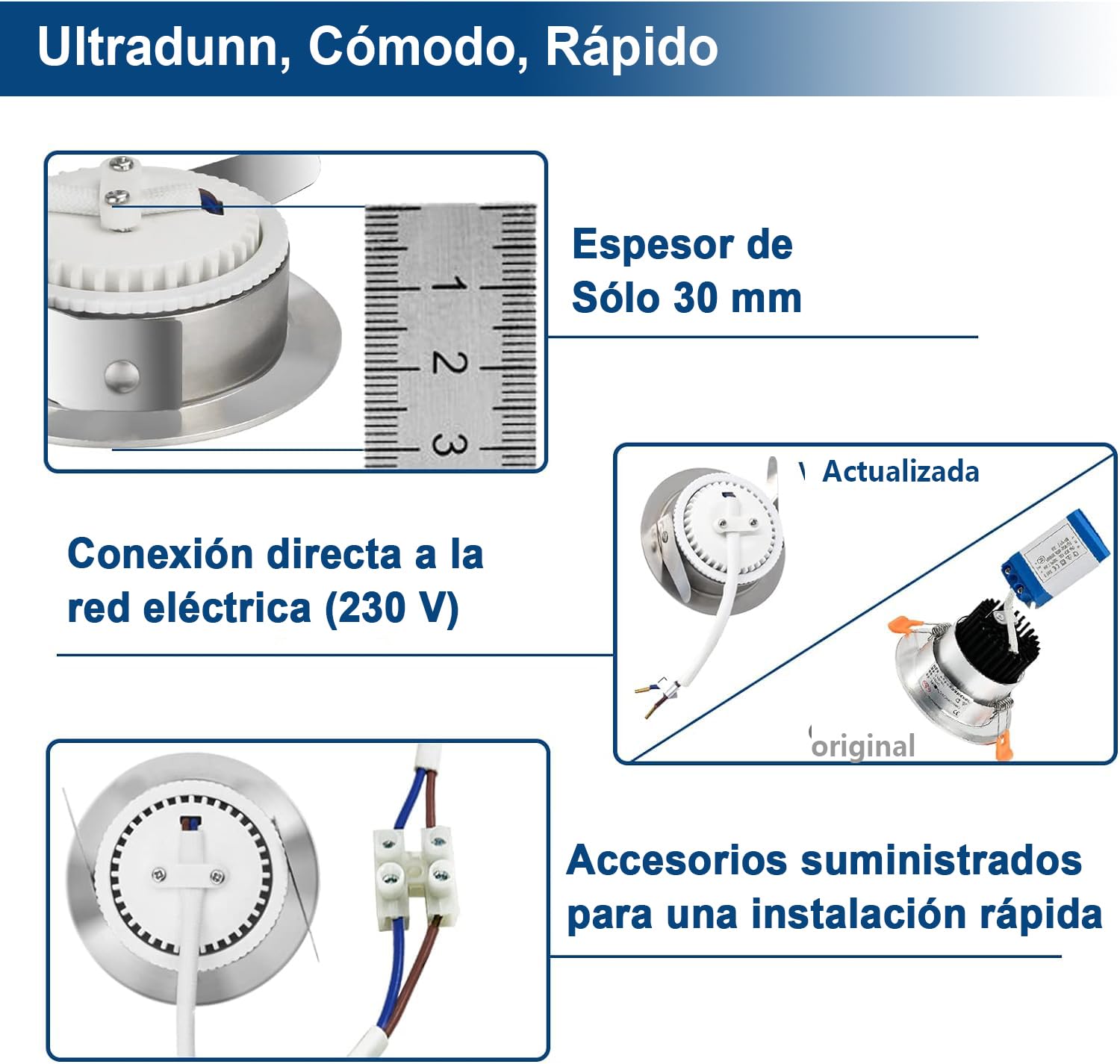 HiBay 6x Downlight LED Techo Empotrable 7W Extraplano Redondo Blanco Neutro IP44 Corte 60-68mm AC 220-240V Foco Empotrable LED Techo Ojo de Buey