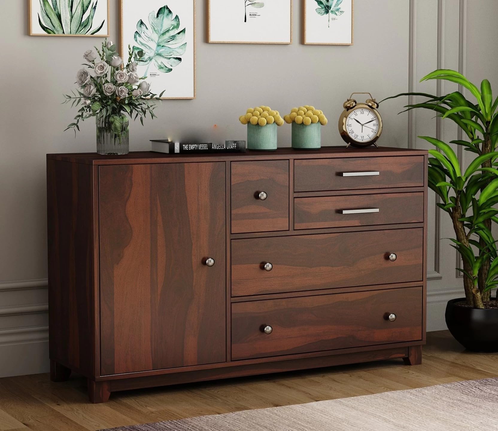 UNITEK FURNITURE Kabra Rosewood (Sheesham) Cabinet | 1 Door Solid Wood Chest of Drawers (Finish Color - Walnut Finish, Door Type- Hinged) Cabinet |-image-38