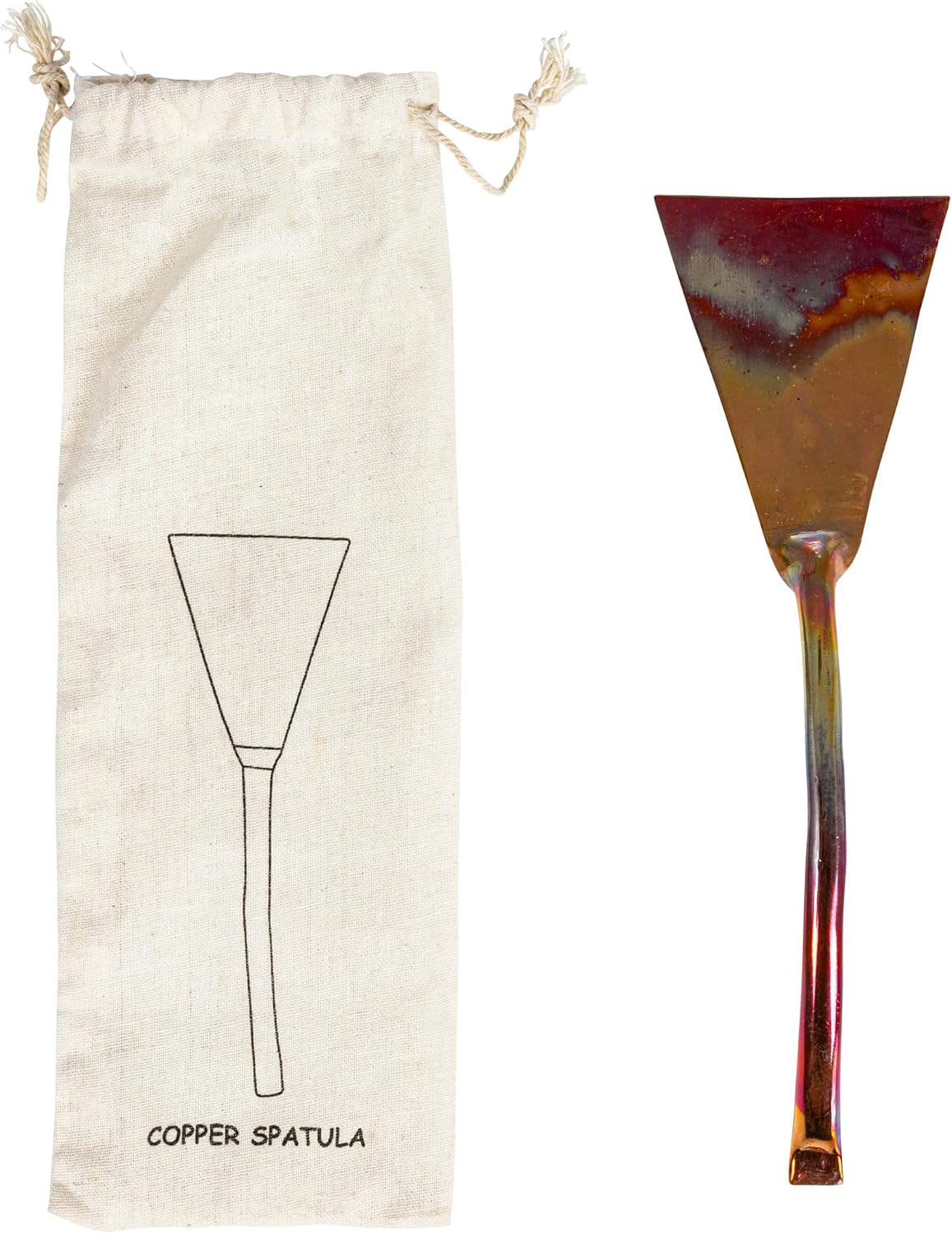 Creative Co-Op Modern Copper Cake Server in Drawstring Bag, Burnt Finish