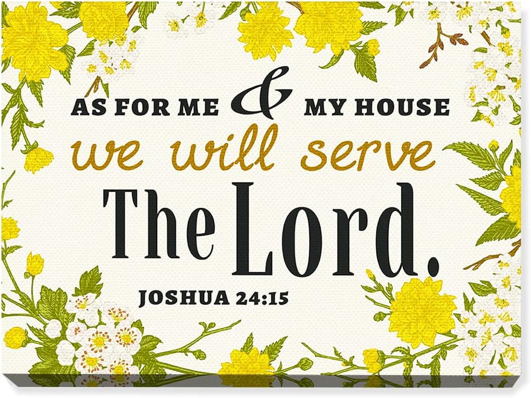 Bible Verse Joshua 24:15 Canvas Wall Art,As for Me & My House We Will Serve The Lord Farmhouse Christian Canvas Artwork Picture Poster Decor for Home Bedroom Living Room