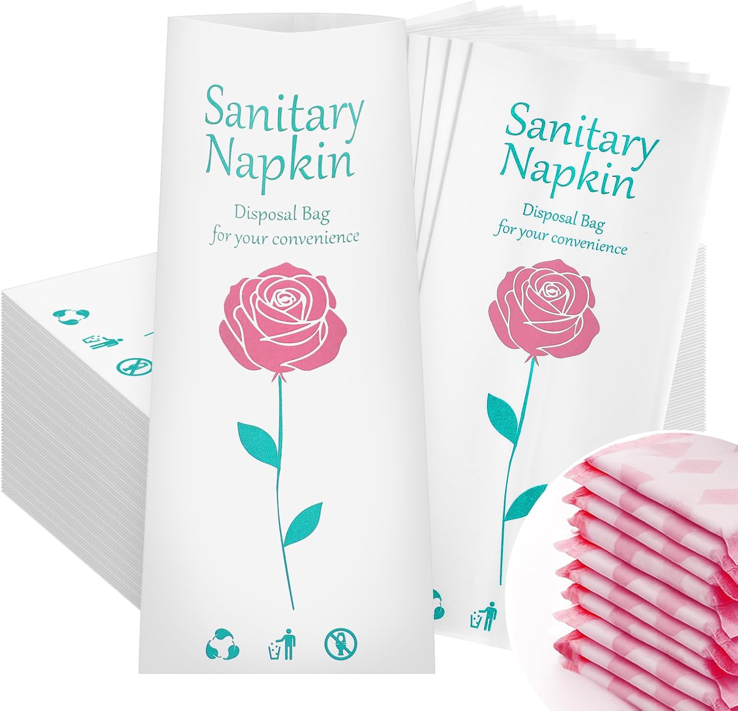 500 Pcs Floral Sanitary Napkin Disposal Bags Feminine Hygiene Leak-Proof Personal Care Biodegradable Waste Bags for Pads Tampon Liners