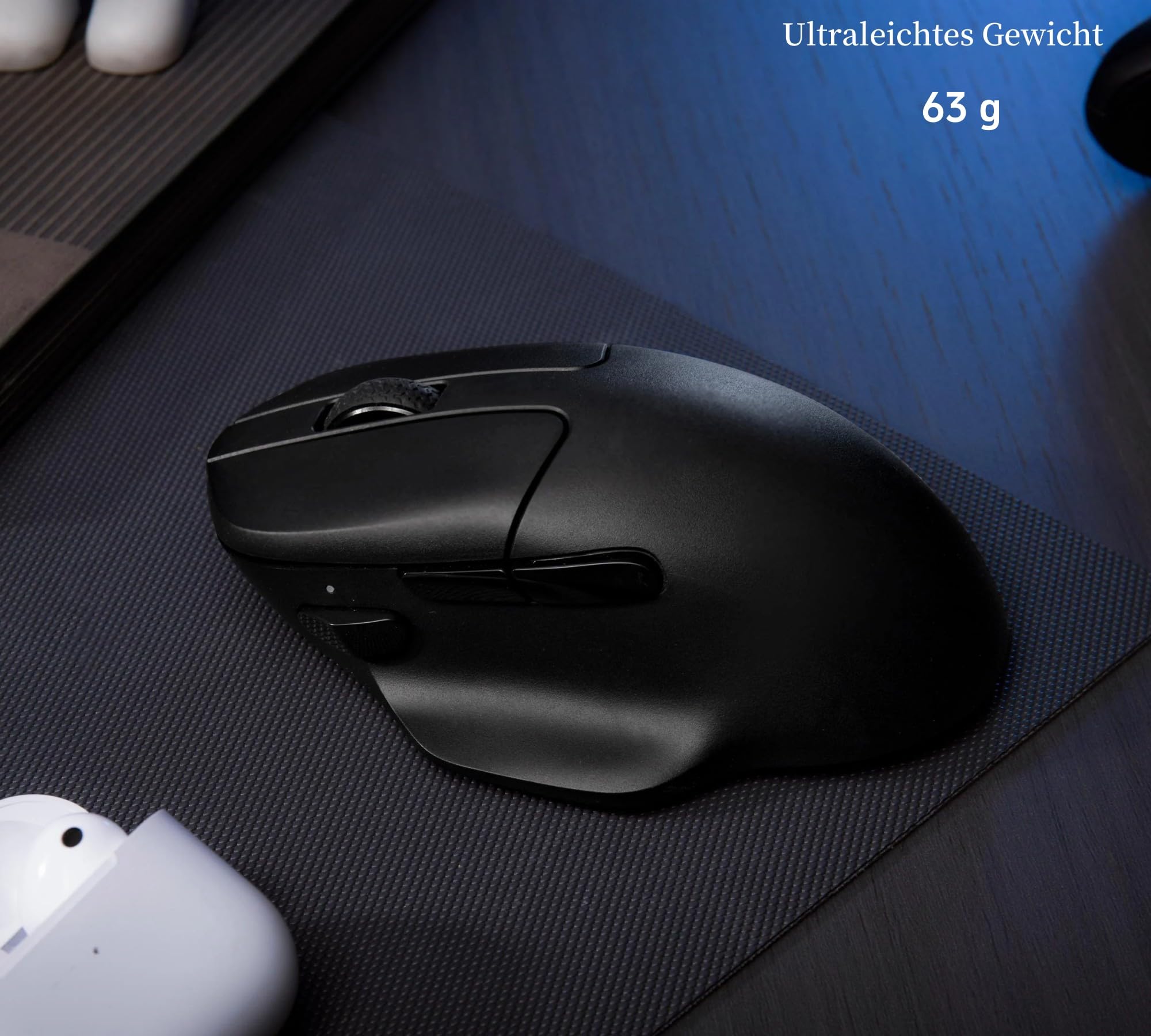 Keychron M7 Kabellose Optische Maus, 2.4G/Bluetooth/Kabelgebunden Ergonomisches Design Leichtgewicht 63g Anpassung Makrotaste (Schwarz)