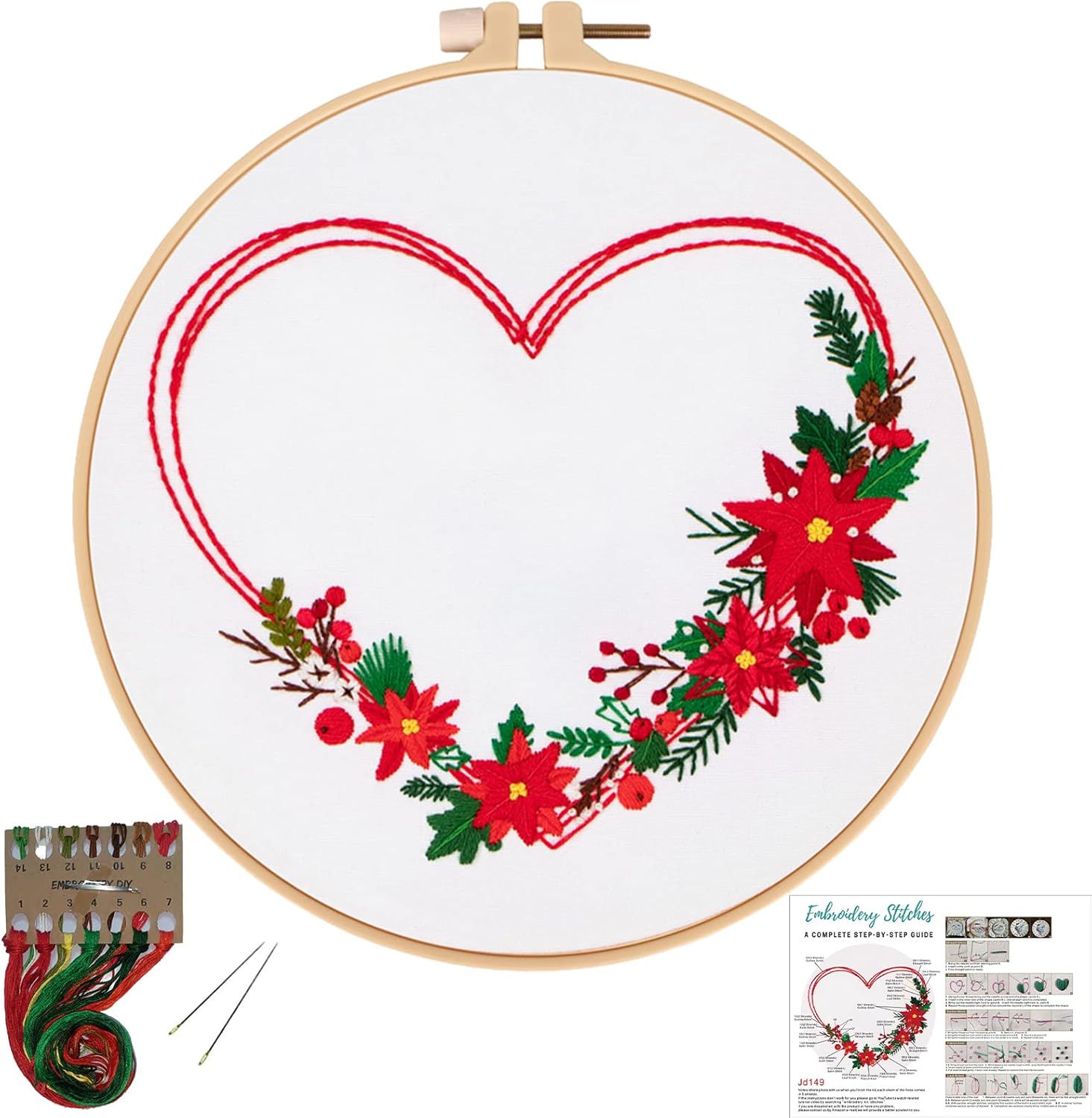 Nuberlic Embroidery Kit Heart Pattern Embroidery Starter