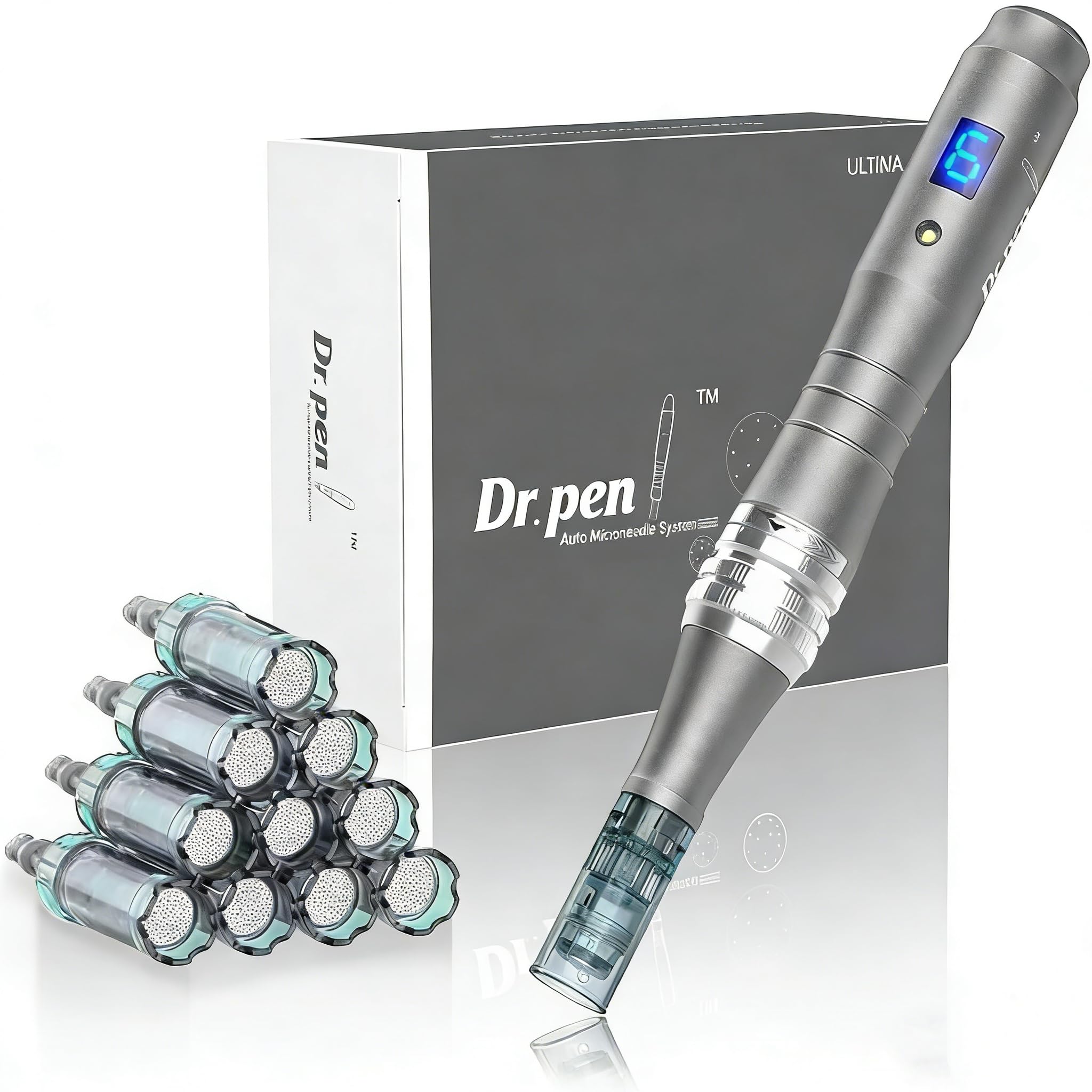 Microneedling Pen, Adjustable Speed and Depth Derma Roller Pen for Face and Body, Reduces Wrinkles and Scars, Improves Skin Texture Anti Aging Stretch Marks Skincare Tool At Home Use