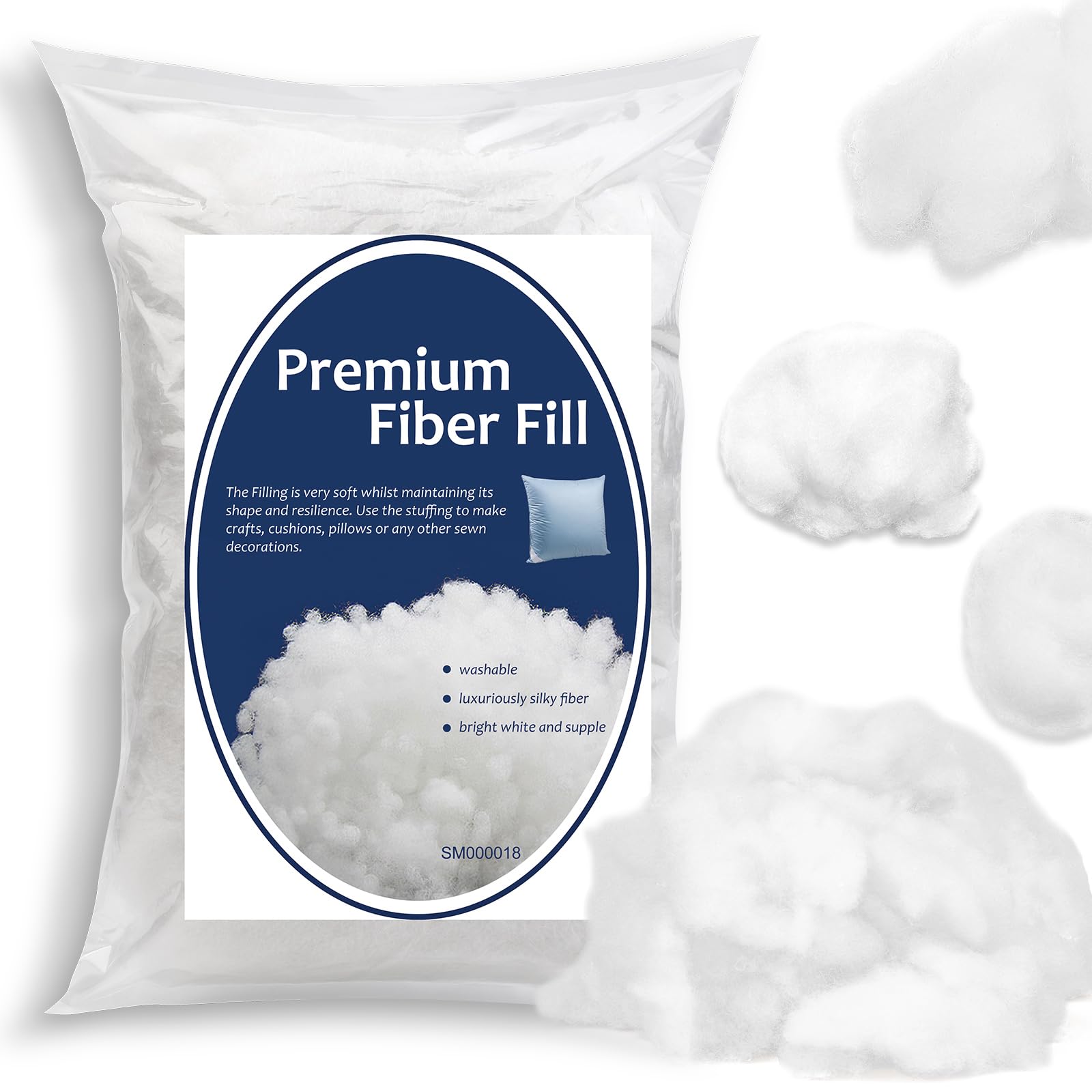 Bupete 1.8oz/50g Polyfill Stuffing, (1.8oz~4.18lb) Stuffing for Stuffed Animals, Stuffings for Crafts Crochet Stuffing Polyester Fiber Fill Resilience for Fill Fiber Animal Stuffings