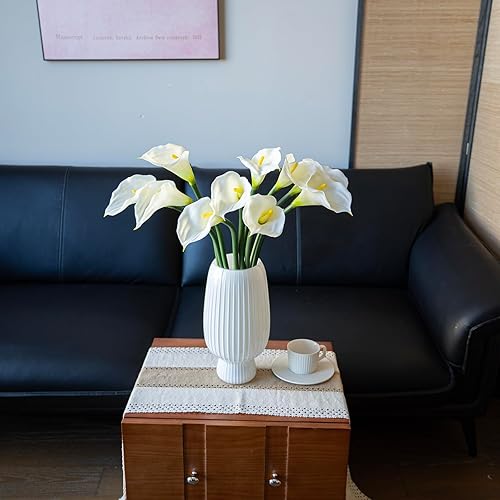 Miniatura 28 de Flores artificiales Calla Lilly 25.6 pulgadas, ramo de flores falsas grandes suaves al tacto real, plantas de tallo largo, 5 piezas para el hogar