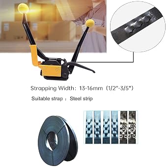 Steel Strapping Tool A333 Stainless Manual Belt Packaging Banding Machine Metal Free Buckle Packing for Width 1/2 5/8 3/4 Sealless Combination Tools